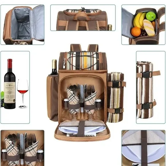 Elegant Picnic Set with Brown and Tan Accents - Picture 4 of 4